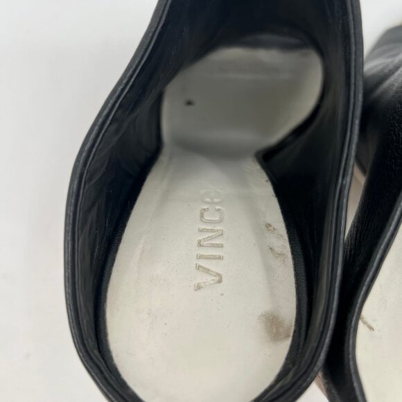 Vince Black Leather Block Heel Peep Toe Heels | Size 8 - Picture 6 of 11